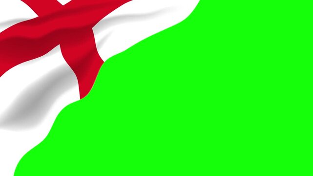 England flag corner green screen motion background with waving St George&rsquo;s cross for video overlay