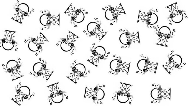 Music Boy Wearing Headphones Character Pattern for Audio Entertainment and Youth Culture Concepts