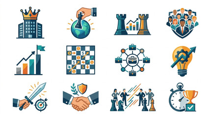 Business Strategy and Success Icons Collection. © vinsmoke