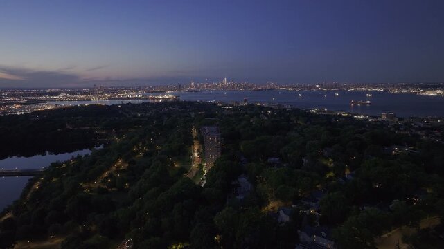 Aerial view of Staten Island at night
