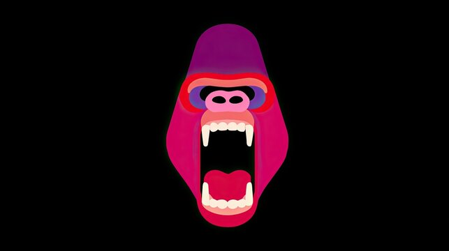Frontal roaring gorilla face mask illustration.