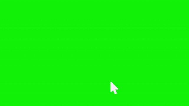 Cursor click press animation on green background, mouse pointer cursor clicking with gesture spark icon animated with alpha channel 