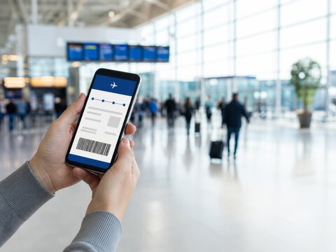 Registro de un pasajero con su boleto de avi&oacute;n en el aeropuerto