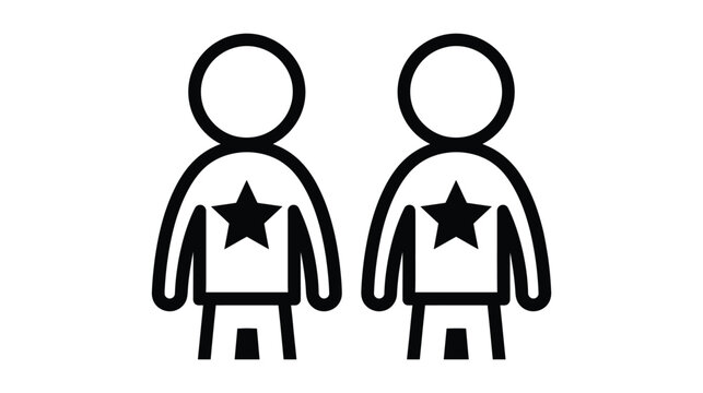 Person vector icon featuring stylized star figure set
