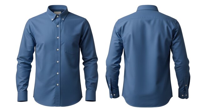Professional Blue Long Sleeve Button Down Dress Shirt Mockup