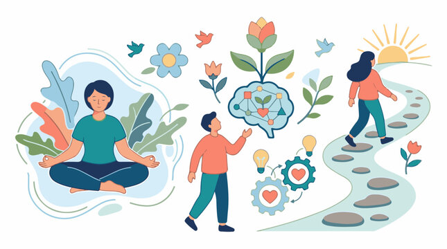 People on a journey of self-discovery growth and mindful living