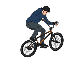 Fototapeta premium A young cyclist performing a trick on a BMX bike.
