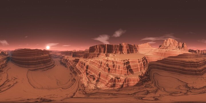 Canyon, canyon panorama, panorama of Mars, Mars, HDRI, environment map , Round panorama, spherical panorama, equidistant projection, 360 high resolution panorama, 3d rendering