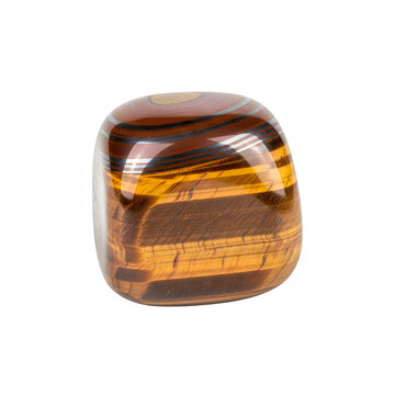 Polished tiger eye gemstone mineral on transparent background with surface isolated transparent