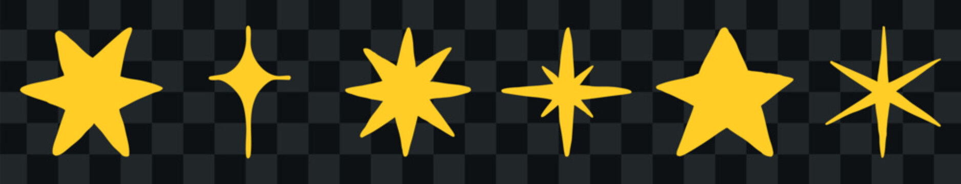 Yellow starburst vector set on dark background, abstract shapes for design