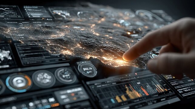 Crisis management visualization interactive AI dashboards, digital overlays, futuristic emergency planning graphics, immersive disaster mitigation simulations, predictive response graphics