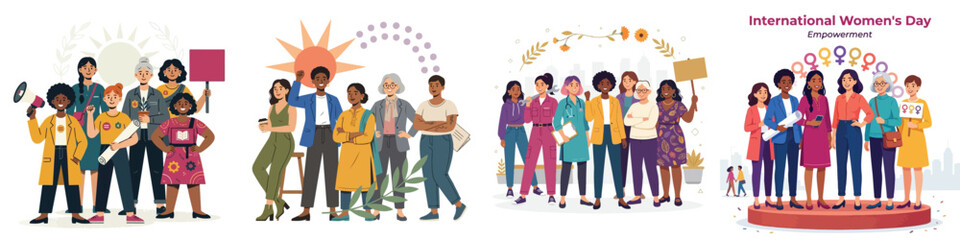 Obraz premium International Women's Day empowerment illustration set on a simple white background