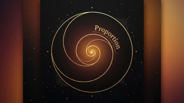 Golden spiral of proportion and geometry, representing mathematical harmony and natural beauty in abstract design