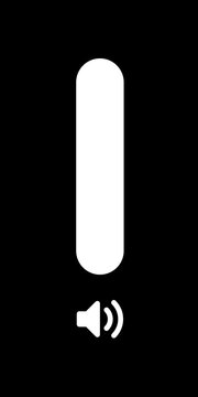 rise up your volume concept,vertical volume control slider animation with speaker icon on black background, audio level adjustment interface, minimalist ui overlay