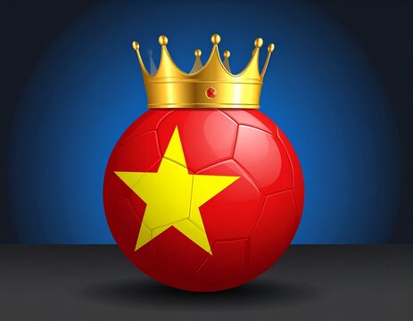 Neon soccer ball glowing with surreal radiant pride, crown shimmering electric vitality, merging sport, nation, and transformation into a vision of unity and renewal.