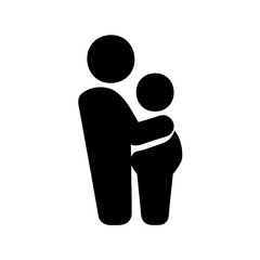 black silhouette of a man holding a child in his arms