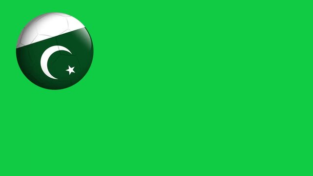 Bouncing Soccer Balls with Pakistan Flag Pattern on Green Background