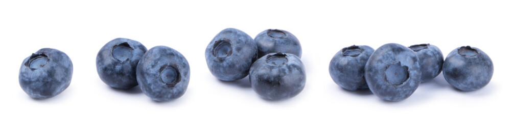 Fresh ripe blueberries isolated on white background. Organic blueberry fruit, healthy superfood. Sweet berry collection, full depth of field, clipping path. Fruit slices on a white background. © Avocado_studio