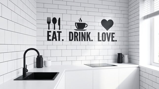 Eat Drink Love Kitchen Decal Typography