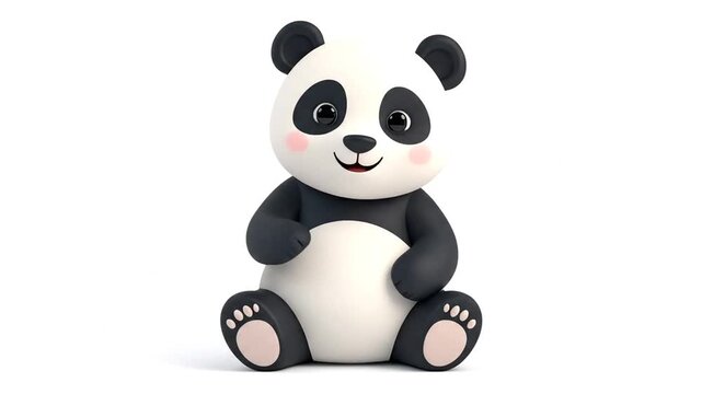 A cute cartoon panda sits against a clean white background