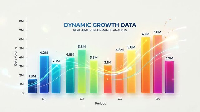 A colorful bar chart showing quarterly business performance data metrics