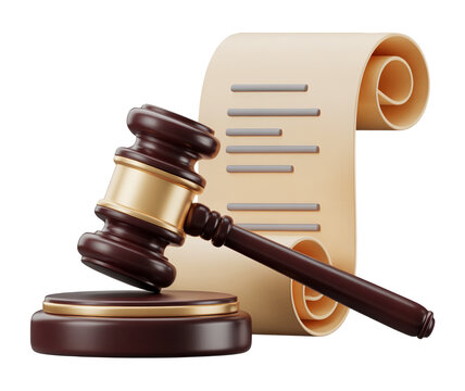 Isolated 3D Courtroom Symbol for Attorney Services Legal Compliance and Judicial Decisions