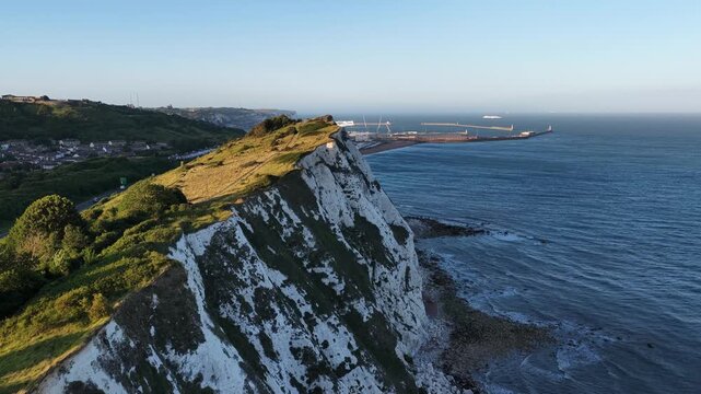 White Cliffs of Dover landscape view overlooking the sea during early morning hours