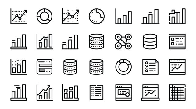 Icons vector set data analytics business charts