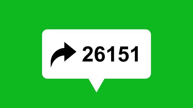 Animation of counting share concept. Share icon counter animation. Share counter from 0k to 50k with share logo. share counting animation on black background in 4k.