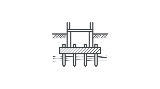 Foundation Piles Engineering Schematic - Deep Foundation System