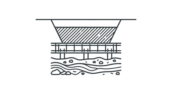 Cross-section of a bridge foundation showing concrete structure, rebar, and soil layers