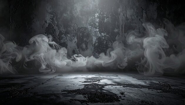Luxury Black Smoky Halloween Background with Charcoal Texture