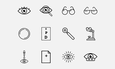 Fototapeta premium Ophthalmology line editable icon set.