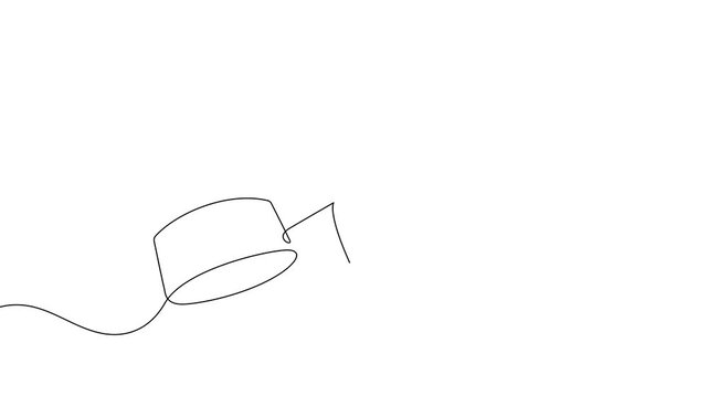 graduation cap celebrating continuous one line drawing 4k motion graphic