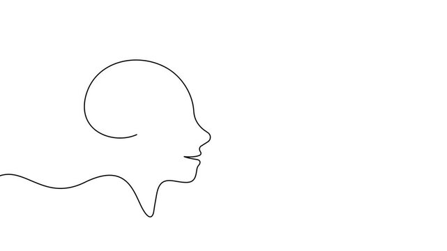 mental health concept brain with heart one line drawing minimalism 4k motion graphic
