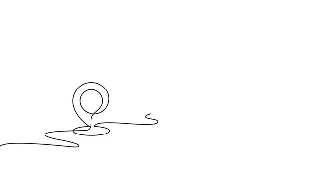 distance marker map pin icon one line drawing minimalism 4k motion graphic