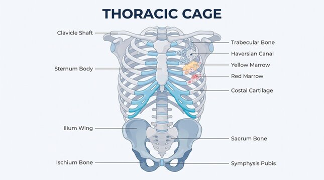 Human Thoracic Cage Anatomy Medical Illustration