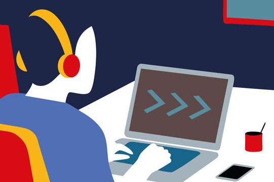 Programmer Coding on a Laptop. Software Development Vector Concept