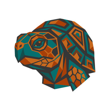 Geometric vector illustration of a stylized sea turtle head