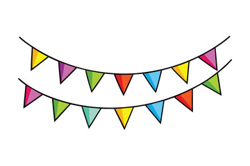 Obraz premium Colorful party bunting flags garland vector illustration isolated on white background