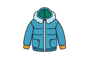 Winter puffer jacket with fur collar vector illustration isolated on white background © Mahinur