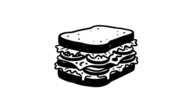 Minimal sandwich logo black silhouette vector illustration for cafe and food business identity