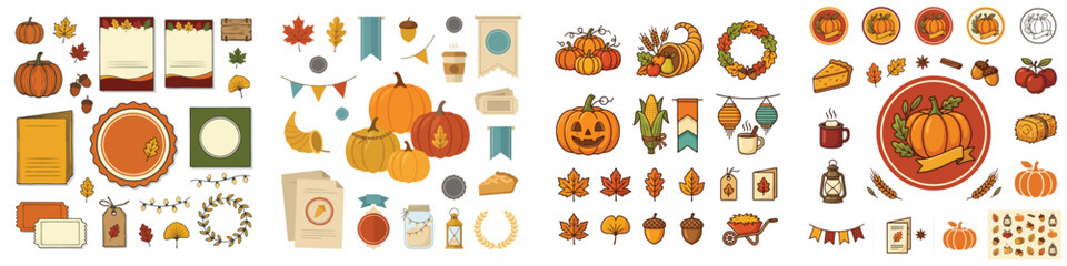 Vector collection of a festive autumn event pack on a white background © Gusti