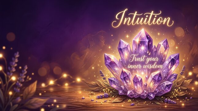 Mystical Amethyst Crystal Cluster Glowing with Inner Wisdom and Intuition