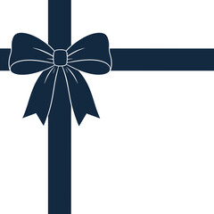 Fototapeta premium Gift Ribbon and Bow Silhouette Frame with Large White Copy Space