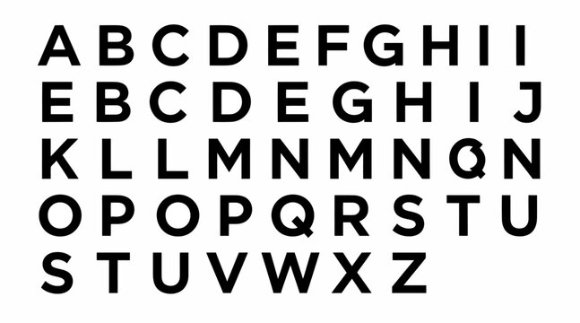 Blocky geometric uppercase alphabet set for technical design.