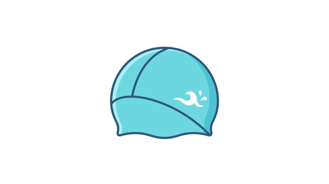 Aqua blue swimming cap with wave logo, isolated on white background
