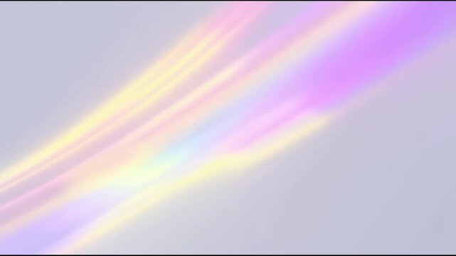 Iridescent pastel light streaks across soft gray background conveying calm dreamlike pastel glow