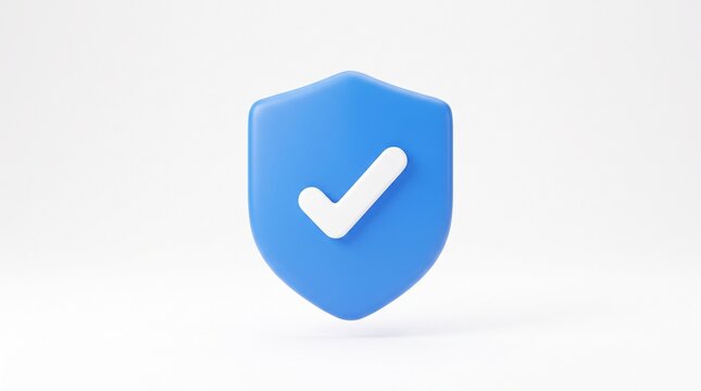 Secure shield checkmark protection verification safety symbol 3d illustration