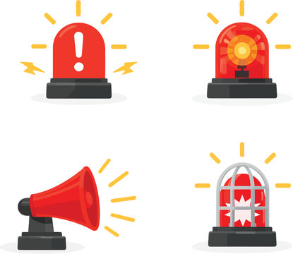 warning siren and emergency alert icons collection